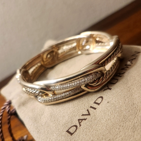 David Yurman | Diamond Labyrinth Link Bangle Bracelet - Size Medium - Picture 1 of 10